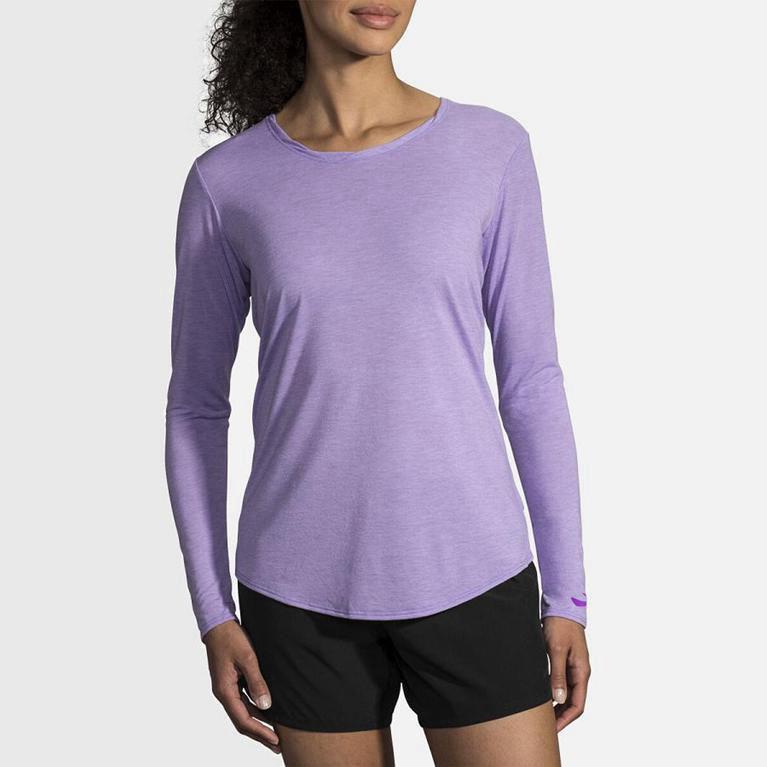 Brooks Distance Womens Long Sleeve Running Shirt - Purple - Philippines (673895KMT)